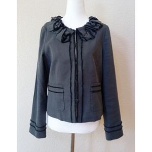 Rebecca Taylor gray and black fringe trim professional jacket